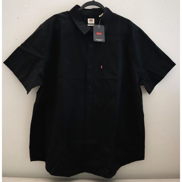 Levi's Men's Sz 2XL Black S/S Classic One-Pocket Standard Fit Button-Up Shirt - Picture 1 of 9